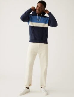 Pure Cotton Colour Block Hoodie -Marksandspencer Sale Store SD 03 T28 1222M F3 X EC 1