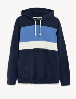 Pure Cotton Colour Block Hoodie -Marksandspencer Sale Store SD 03 T28 1222M F3 X EC 90