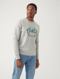 Cotton Rich Track Graphic Sweatshirt