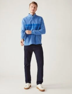 Pure Cotton Striped Funnel Neck Rugby Shirt -Marksandspencer Sale Store SD 03 T28 1240M II X EC 1