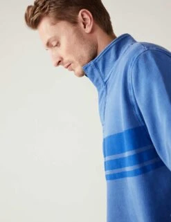 Pure Cotton Striped Funnel Neck Rugby Shirt -Marksandspencer Sale Store SD 03 T28 1240M II X EC 3