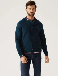 Pure Cotton Jersey Bomber Jacket -Marksandspencer Sale Store SD 03 T28 1420M F3 X EC 3