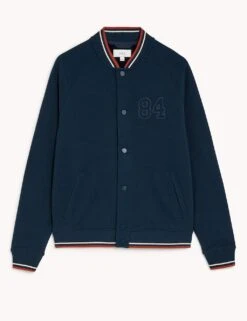 Pure Cotton Jersey Bomber Jacket -Marksandspencer Sale Store SD 03 T28 1420M F3 X EC 90