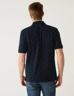 Pure Cotton Geometric Polo Shirt -Marksandspencer Sale Store SD 03 T28 3354M F3 X EC 3