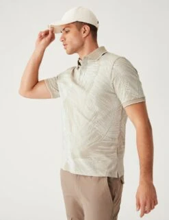 Pure Cotton Leaf Print Polo Shirt