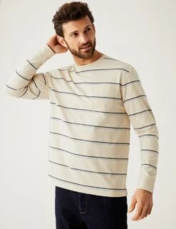 Pure Cotton Striped Heavy Weight T-Shirt -Marksandspencer Sale Store SD 03 T28 5037M NZ X EC 2