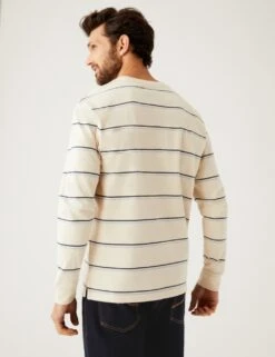 Pure Cotton Striped Heavy Weight T-Shirt -Marksandspencer Sale Store SD 03 T28 5037M NZ X EC 3