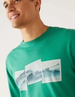 Pure Cotton Mountain Graphic T-Shirt 8 Pure Cotton Mountain Graphic T-Shirt -Marksandspencer Sale Store SD 03 T28 5038M KF X EC 2