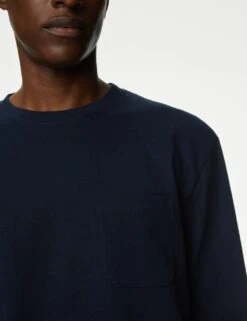 Pure Cotton Heavyweight Long Sleeve T-Shirt -Marksandspencer Sale Store SD 03 T28 5050M F3 X EC 1