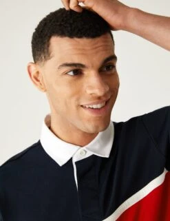 Men's Pure Cotton Colour Block Rugby Shirt