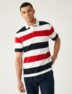 Men's Pure Cotton Striped Rugby Shirt -Marksandspencer Sale Store SD 03 T28 5607M F4 X EC 1