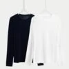 2pk Pure Cotton Long Sleeve T-Shirts