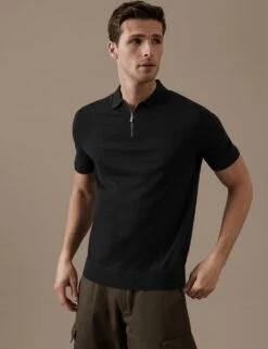 Silk Cotton Short Sleeve Knitted Polo Shirt -Marksandspencer Sale Store SD 03 T30 1131A Y0 X EC 1