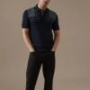 Cotton Blend Colour Block Knitted Polo Shirt
