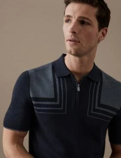 Cotton Blend Colour Block Knitted Polo Shirt 6 Cotton Blend Colour Block Knitted Polo Shirt -Marksandspencer Sale Store SD 03 T30 1134A F6 X EC 1