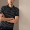 Pure Cotton Striped Knitted Polo Shirt