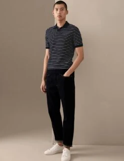 Pure Cotton Striped Knitted Polo Shirt -Marksandspencer Sale Store SD 03 T30 1147A F4 X EC 1