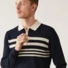 Cotton Modal Striped Knitted Polo Shirt -Marksandspencer Sale Store SD 03 T30 2118M F4 X EC 0