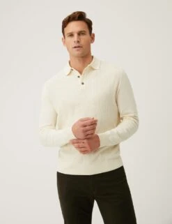 Cotton Rich Textured Knitted Polo Shirt