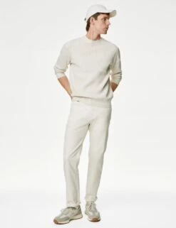 Cotton Blend Textured Crew Neck Jumper -Marksandspencer Sale Store SD 03 T30 2669M NZ X EC 8