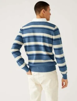 Pure Cotton Striped Knitted Rugby Shirt -Marksandspencer Sale Store SD 03 T30 2875M E4 X EC 2