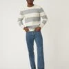 Cotton Blend Striped Crew Neck Jumper