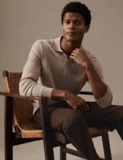 Pure Extra Fine Merino Wool Knitted Polo Shirt