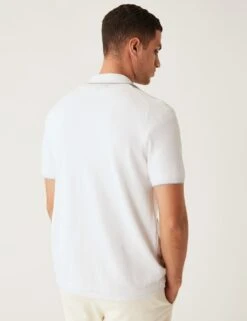 Cotton Modal Striped Knitted Polo Shirt 9 Cotton Modal Striped Knitted Polo Shirt -Marksandspencer Sale Store SD 03 T30 4173M NB X EC 3