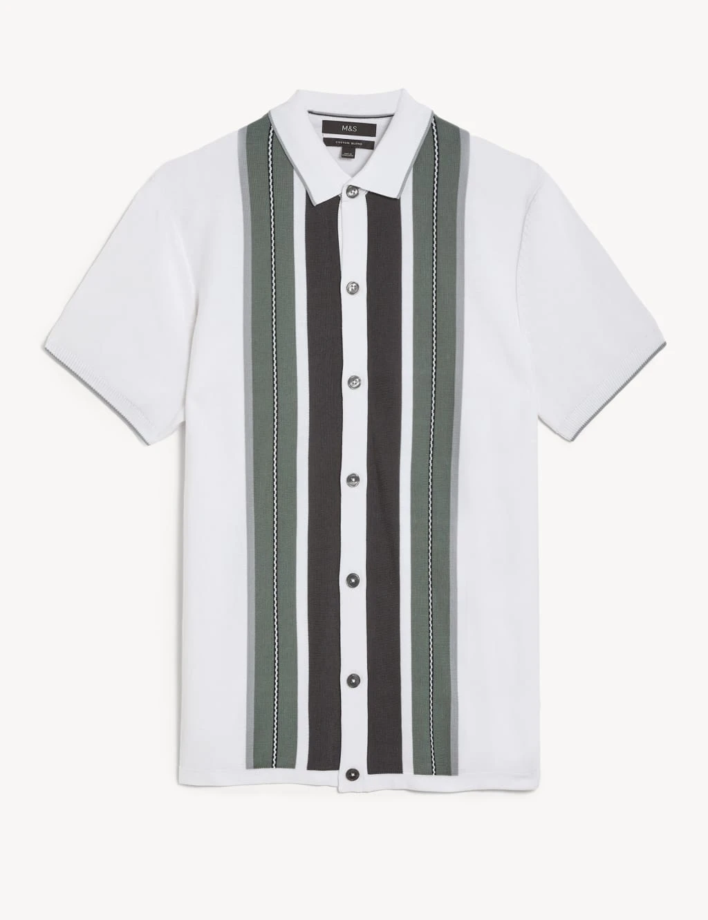 Cotton Modal Striped Knitted Polo Shirt 2 Cotton Modal Striped Knitted Polo Shirt - Image 2