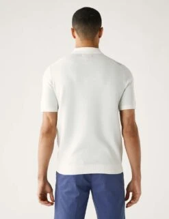 Cotton Rich Arygle Knitted Polo Shirt -Marksandspencer Sale Store SD 03 T30 4175M NB X EC 3