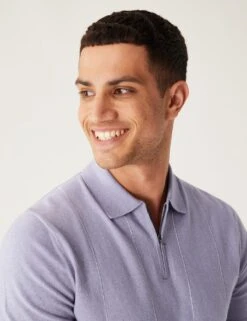 Cotton Rich Striped Knitted Polo Shirt 6 Cotton Rich Striped Knitted Polo Shirt -Marksandspencer Sale Store SD 03 T30 4277M G0 X EC 1