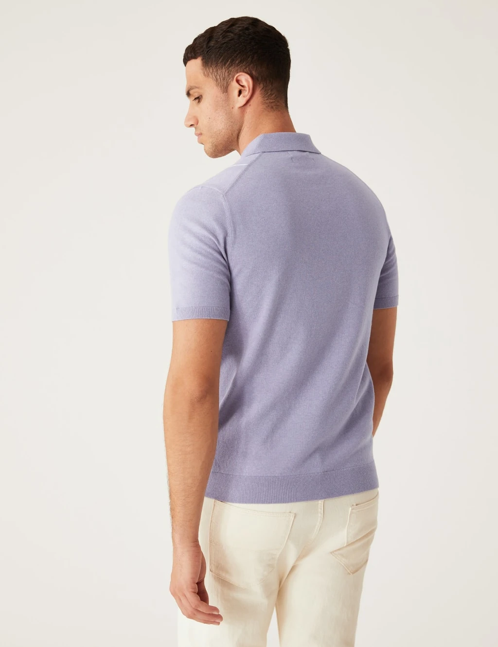 Cotton Rich Striped Knitted Polo Shirt 4 Cotton Rich Striped Knitted Polo Shirt - Image 4