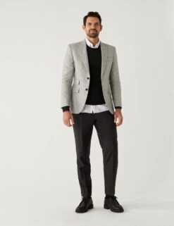 Linen Blend Check Jacket