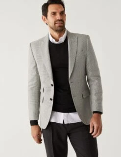 Linen Blend Check Jacket -Marksandspencer Sale Store SD 03 T70 2016E KP X EC 1