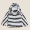 Cotton Rich Velour Striped Hooded Jacket (0-3 Yrs) -Marksandspencer Sale Store SD 03 T92 4072A ZZ X EC 90