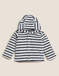 Cotton Rich Velour Striped Hooded Jacket (0-3 Yrs)