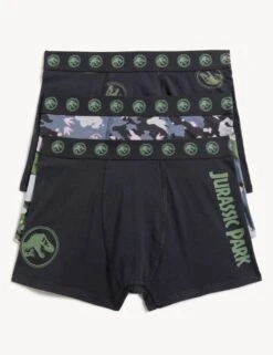 3pk Cotton Rich Jurassic Park™ Trunks (6-16 Yrs)