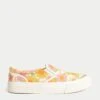 Kids' Canvas Floral Slip-on Pumps (13 Small - 6 Large) -Marksandspencer Sale Store SD 04 T72 2429G ZZ X EC 0