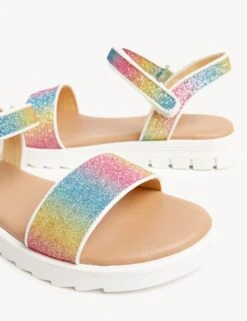 Kids' Rainbow Glitter Sandals (13 Small - 6 Large) -Marksandspencer Sale Store SD 04 T72 4460G ZZ X EC 1