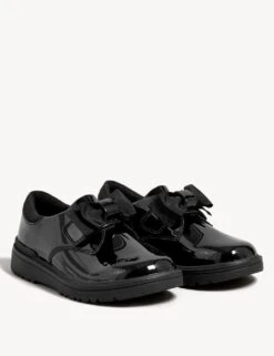 Kids' Leather Freshfeet™ Bow School Shoes (8 Small - 1 Large) -Marksandspencer Sale Store SD 04 T72 8668B Y0 X EC 90