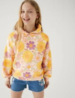 Cotton Rich Floral Hoodie (6-16 Yrs)