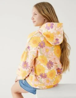 Cotton Rich Floral Hoodie (6-16 Yrs) -Marksandspencer Sale Store SD 04 T74 1028M R4 X EC 2