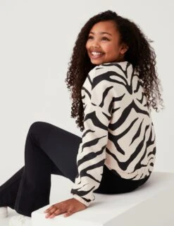 Cotton Rich Zebra Print Sweatshirt (6-16 Yrs) -Marksandspencer Sale Store SD 04 T74 1108V VP X EC 2
