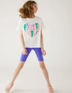 Cotton Rich Cycling Shorts (6-16 Yrs) -Marksandspencer Sale Store SD 04 T74 3208V D0 X EC 1