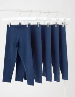 5pk Cotton Rich Plain Leggings (2-7 Yrs)