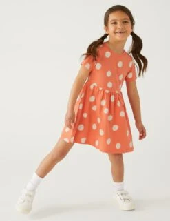 Pure Cotton Polka Dot Dress (2-8 Yrs)