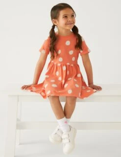 Pure Cotton Polka Dot Dress (2-8 Yrs) 6 Pure Cotton Polka Dot Dress (2-8 Yrs) -Marksandspencer Sale Store SD 04 T77 4877B CJ X EC 1