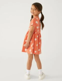 Pure Cotton Polka Dot Dress (2-8 Yrs) 7 Pure Cotton Polka Dot Dress (2-8 Yrs) -Marksandspencer Sale Store SD 04 T77 4877B CJ X EC 2