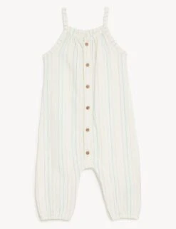2pc Cotton Rich Striped Romper Outfit (0-3 Yrs) -Marksandspencer Sale Store SD 04 T78 2168A ZZ X EC 2