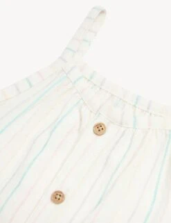 2pc Cotton Rich Striped Romper Outfit (0-3 Yrs) -Marksandspencer Sale Store SD 04 T78 2168A ZZ X EC 5